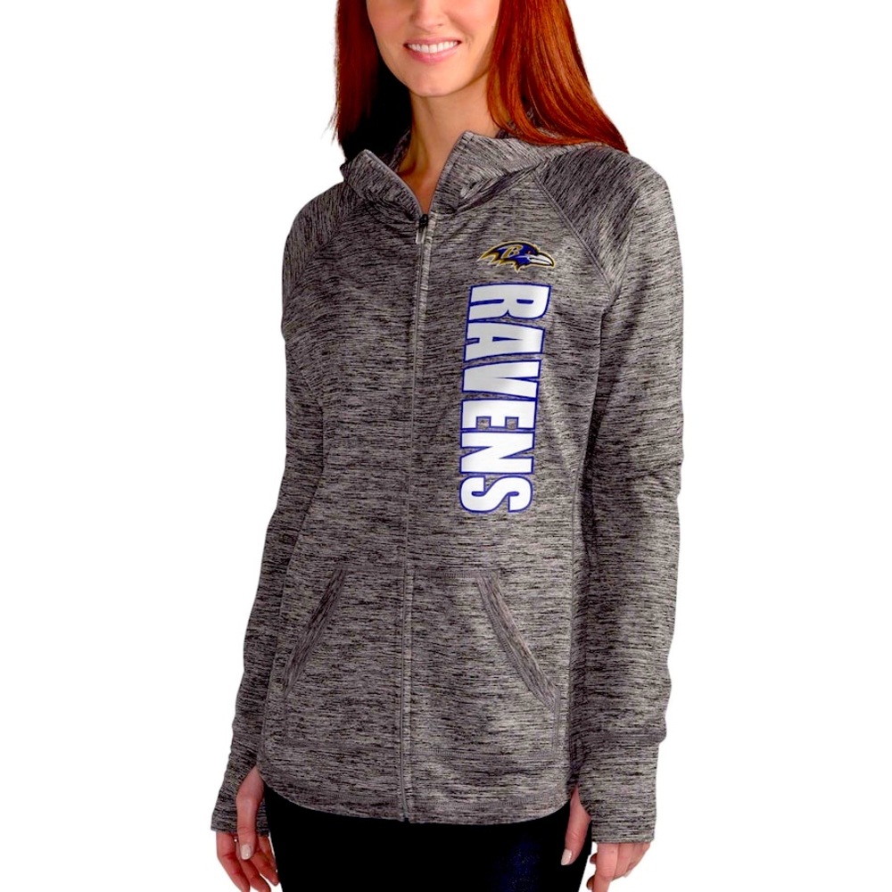 NFL Baltimore Ravens Team Apparel Women’s Full Zip NFL Poly Gray Jacket M